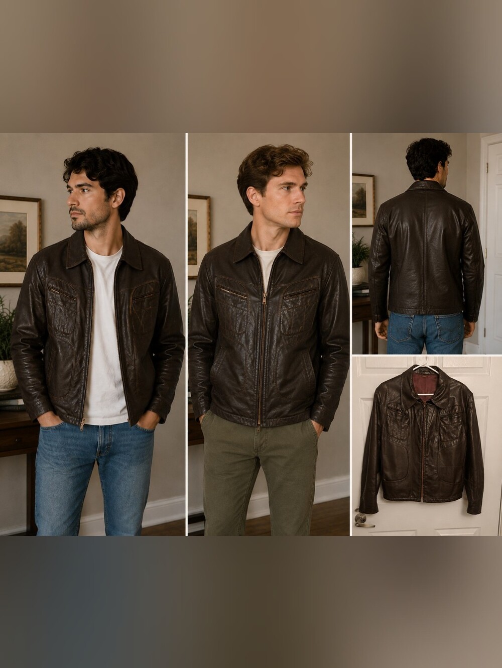 Vintage Dark Brown Genuine Leather Jacket Med/Large